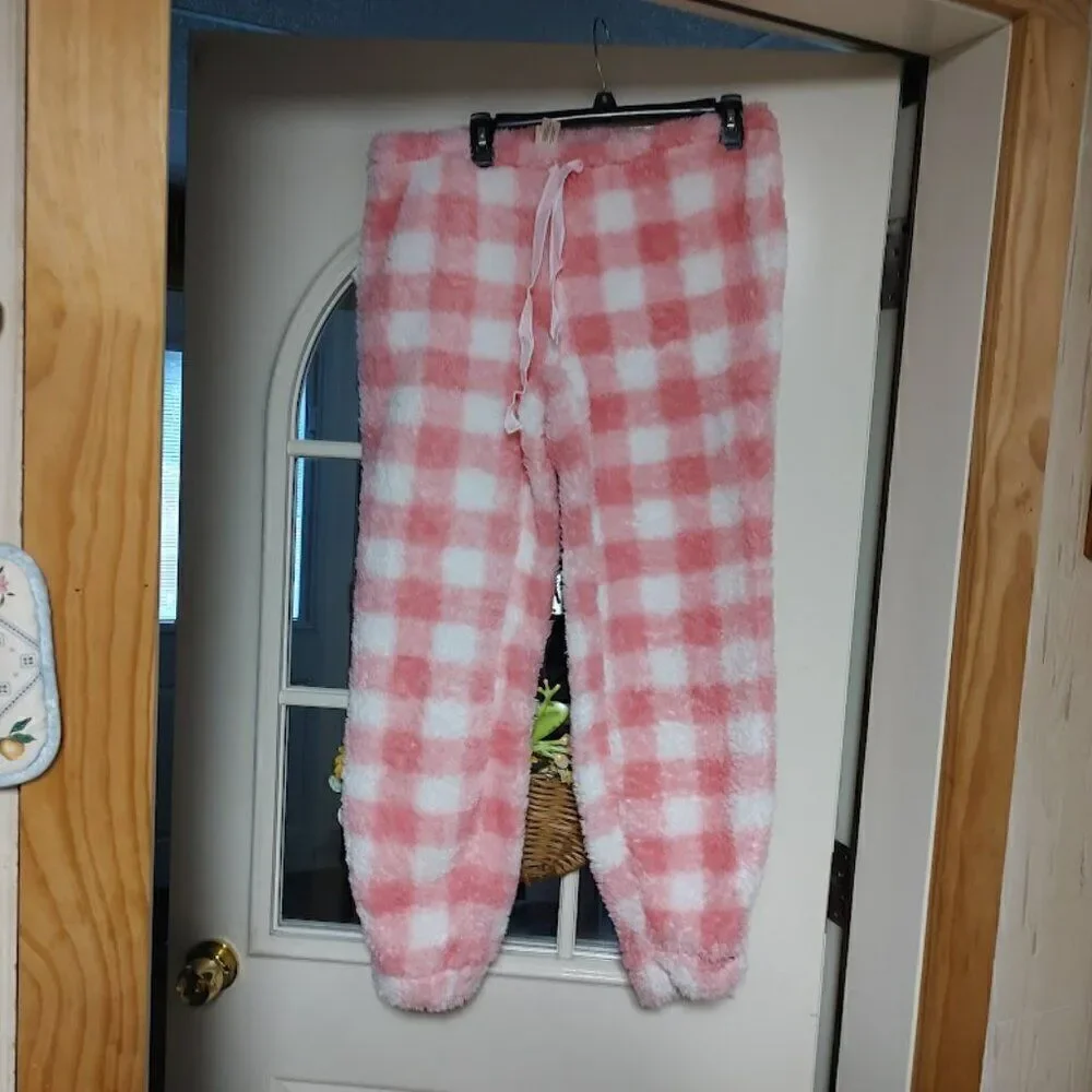New Jessica Simpson Pink White Soft Pajama Pants Size Women's L